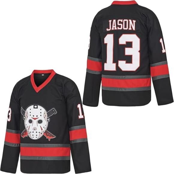 Men's Voorhees 13 Jason Friday Movie Ice Hockey Jersey Halloween Stitched - Picture 4 of 4
